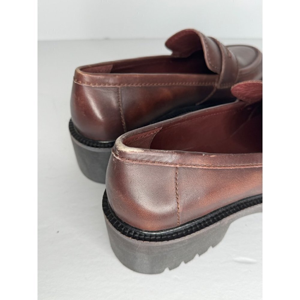 Free People Decker Penny Loafer Dark Red Brown Leather Lug Sole EU 41 US 10.5 - Picture 6 of 7